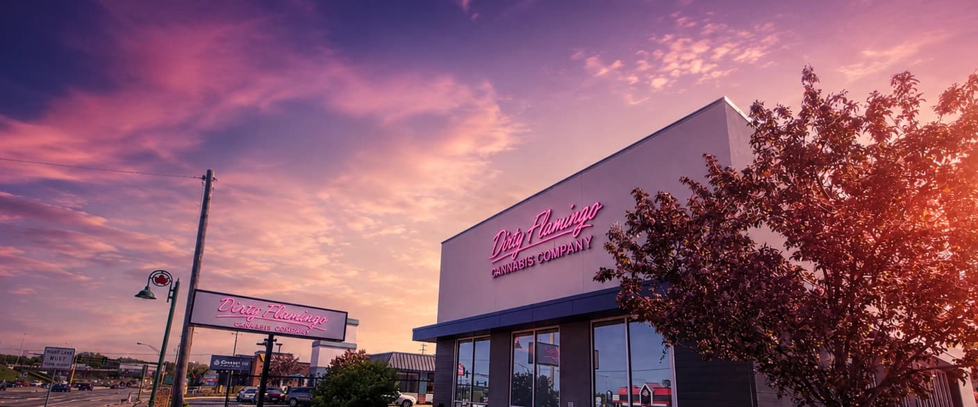 Dirty Flamingo Cannabis Co. storefront in Maplewood, Minnesota